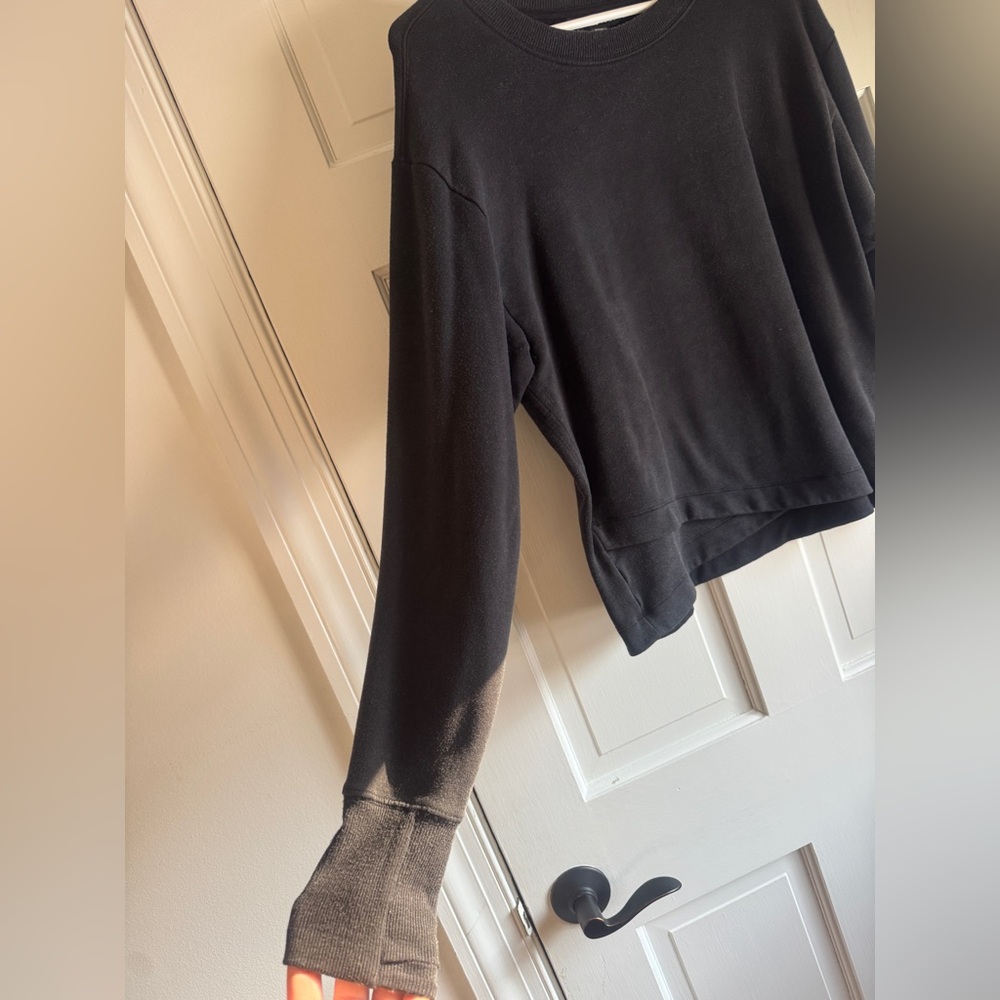 Athleta Black Cropped Sweatshirt Pullover | Size M | Soft Cozy - Picture 2 of 8